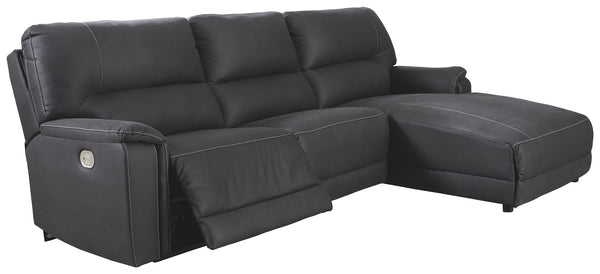 Henefer Signature Design by Ashley 3-Piece Power Reclining 3-Piece Reclining Sectional with Chaise