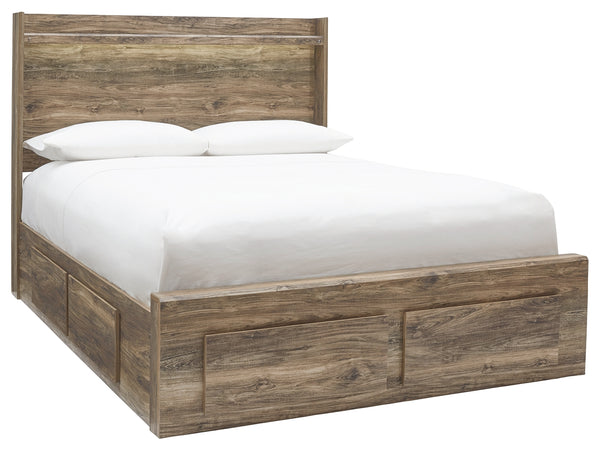 Signature Design by Ashley Rusthaven Queen Panel Bed with 2 Storage Drawers
